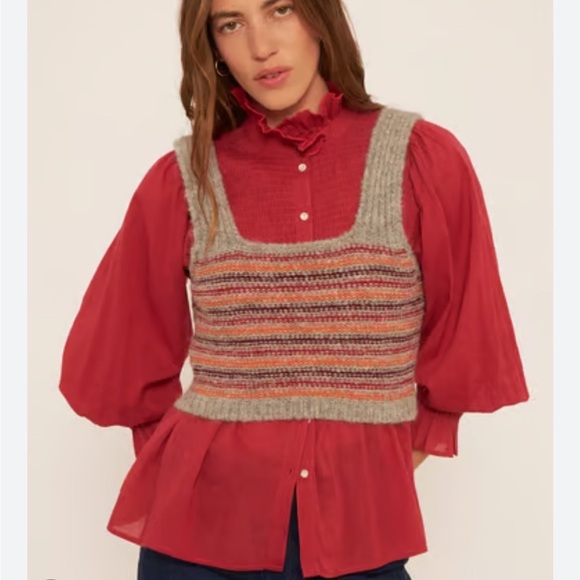 Antik Batik Top Yuyu Bra Alpaca Hand Knitted Jacquard Cropped Grey Sz XS NEW - Picture 8 of 12